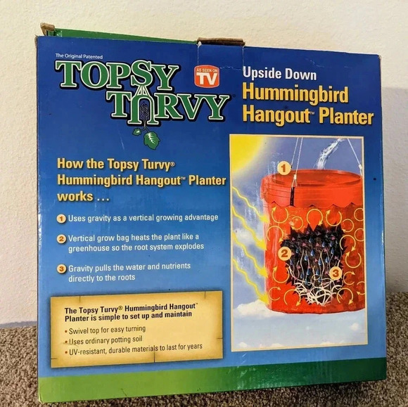 Topsy Turvy Upside Down Hummingbird Hangout Planter New in Open Box - Picture 3 of 6